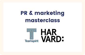 PR and marketing masterclass with Harvard logo and team spirit logo